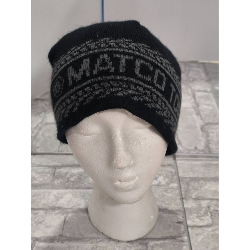 Matco Tools Hat Beanie Knit Cap Black Gray Spell Out OS Winter Warm